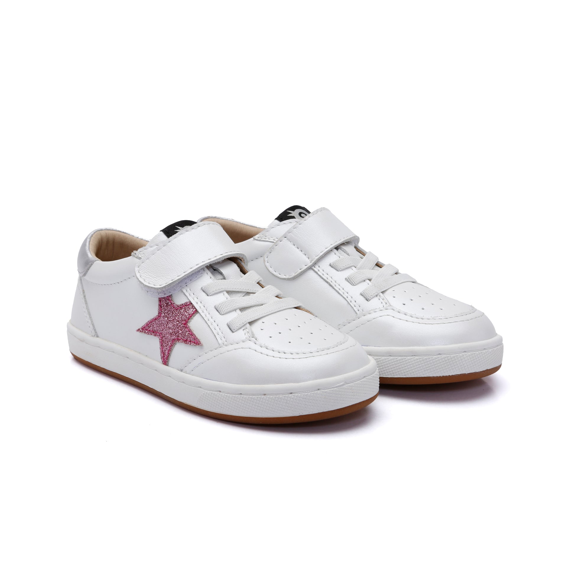 Old Soles 1006S Platinum Runner kids leather sneaker in Nacardo Blanco and Silver with sporty detail