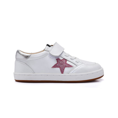 Old Soles 1006S Platinum Runner kids leather sneaker in Nacardo Blanco and Silver with sporty detail