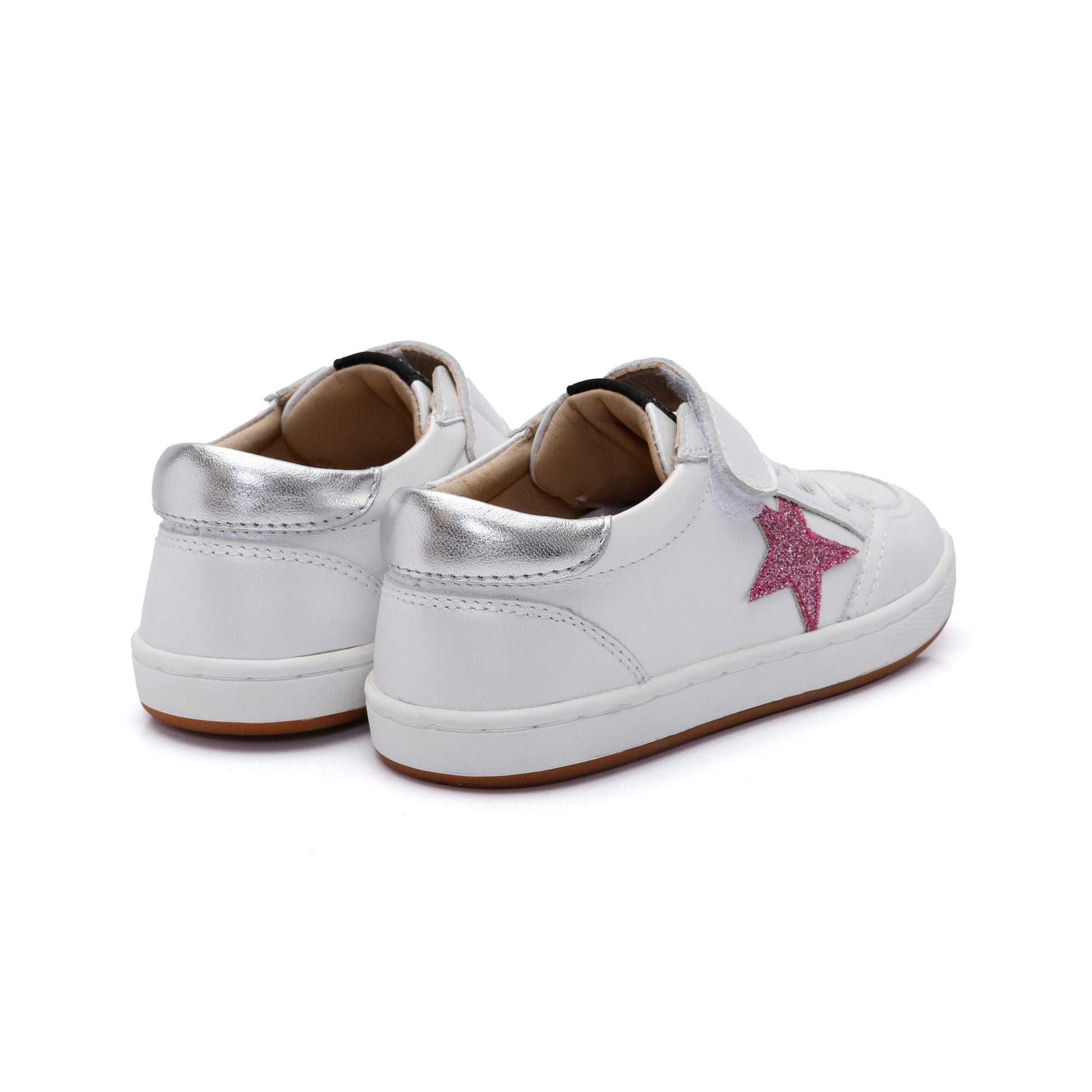 Old Soles 1006S Platinum Runner kids leather sneaker in Nacardo Blanco and Silver with sporty detail