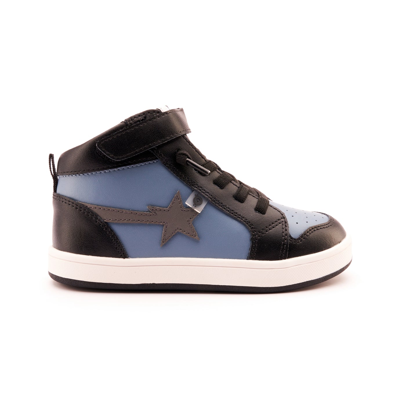 Old Soles 1007 Team-Star kids leather sneaker in Indigo and Grey and Black and White Black Sole with sporty detail