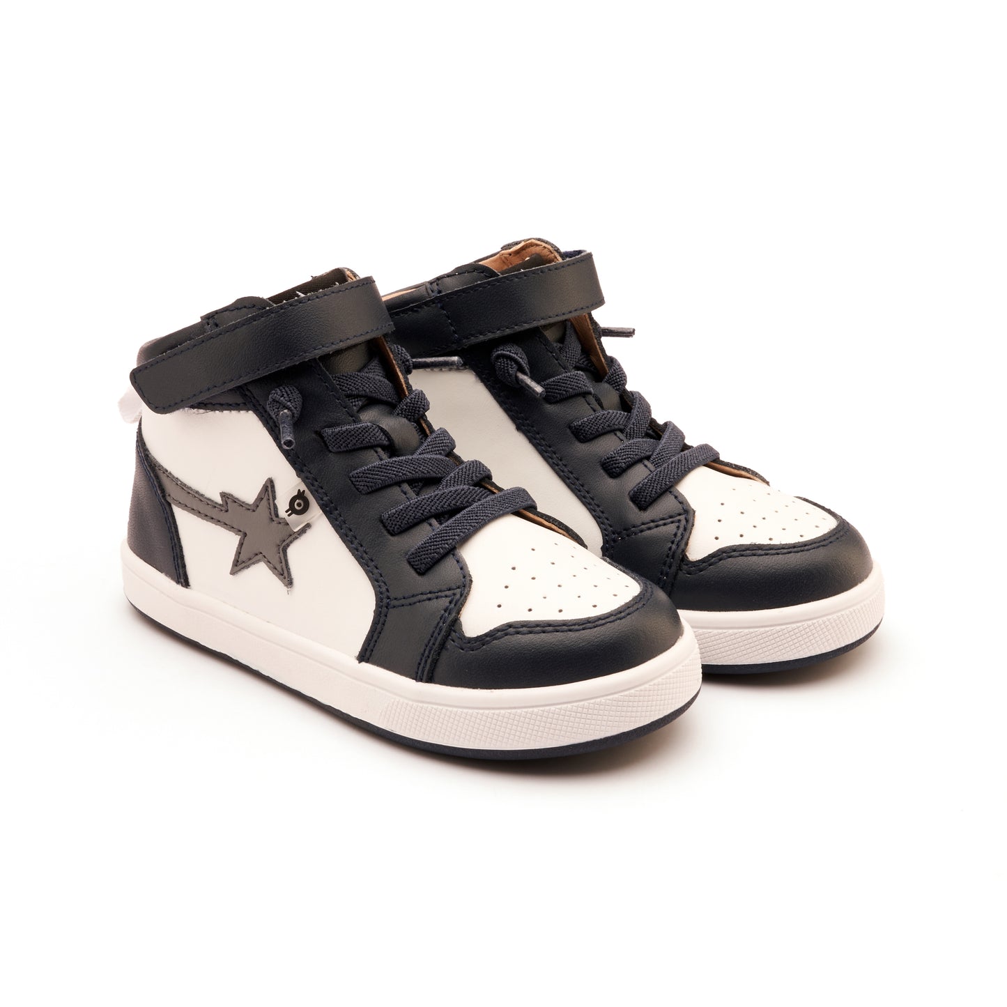 Old Soles 1007 Team-Star kids leather sneaker in Navy and Snow and Shadow with sporty detail