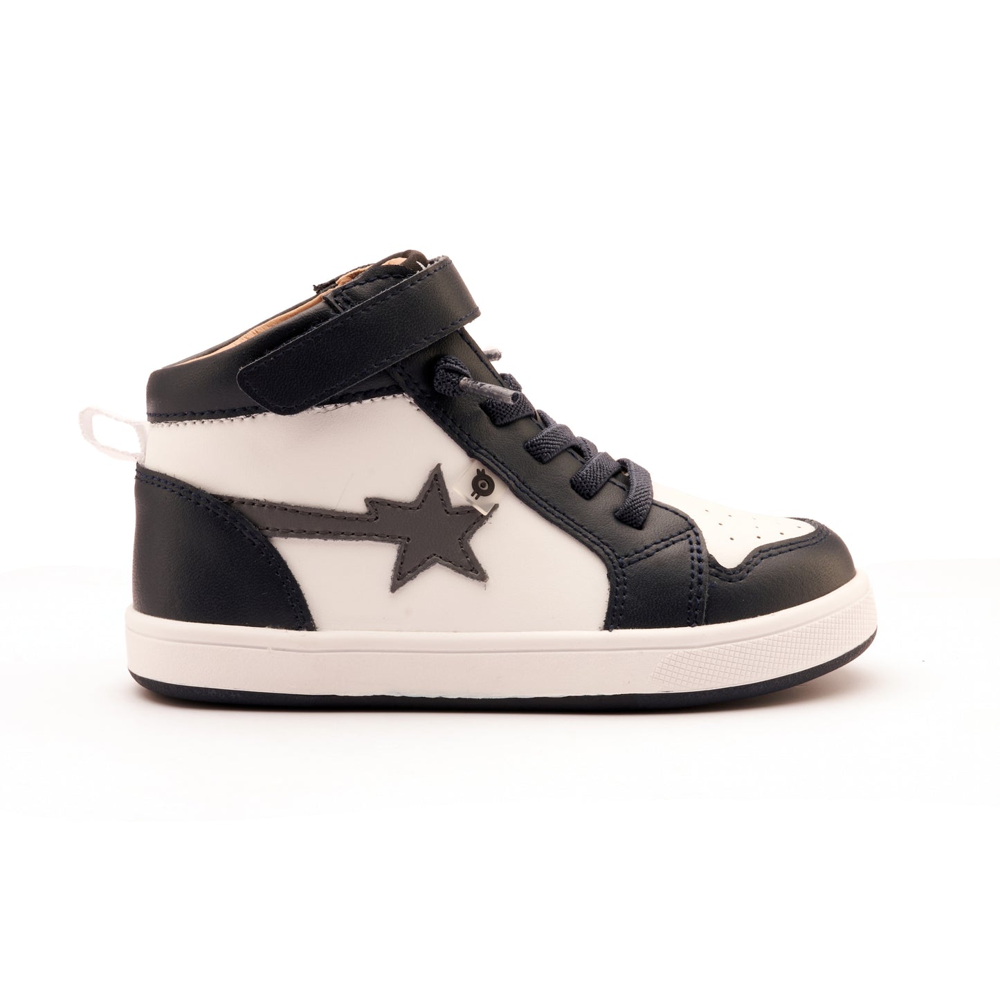 Old Soles 1007 Team-Star kids leather sneaker in Navy and Snow and Shadow with sporty detail