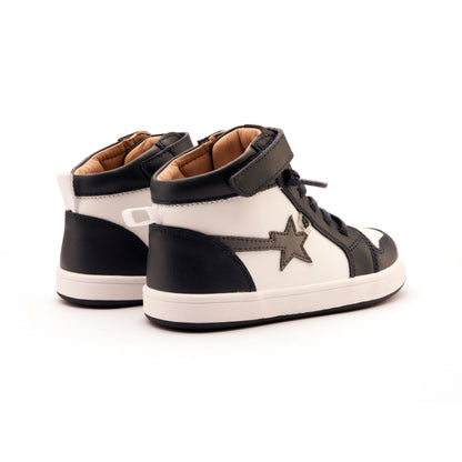Old Soles 1007 Team-Star kids leather sneaker in Navy and Snow and Shadow with sporty detail