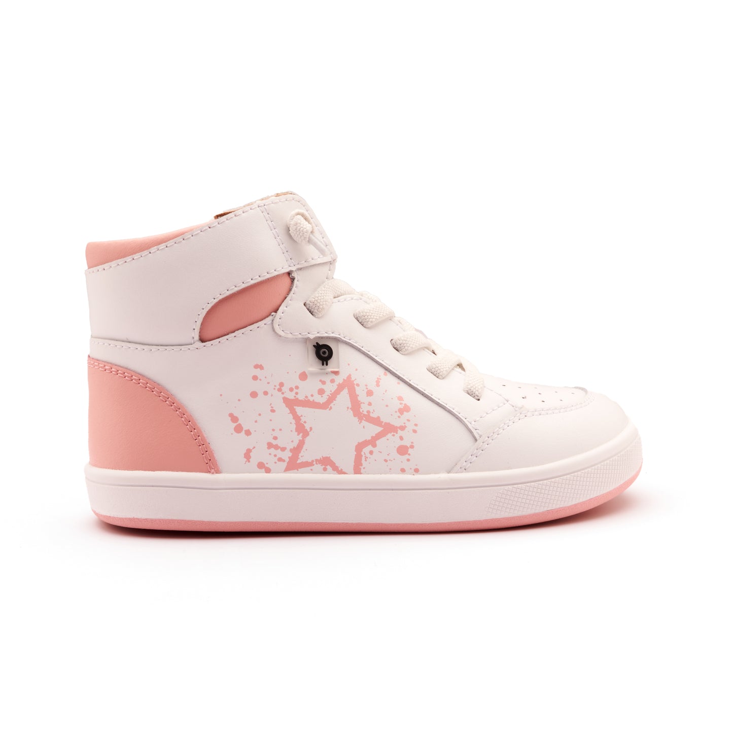 Old Soles 1013 High Splash kids leather shoe in Snow and Cipria and White Cipria Sole with splash design