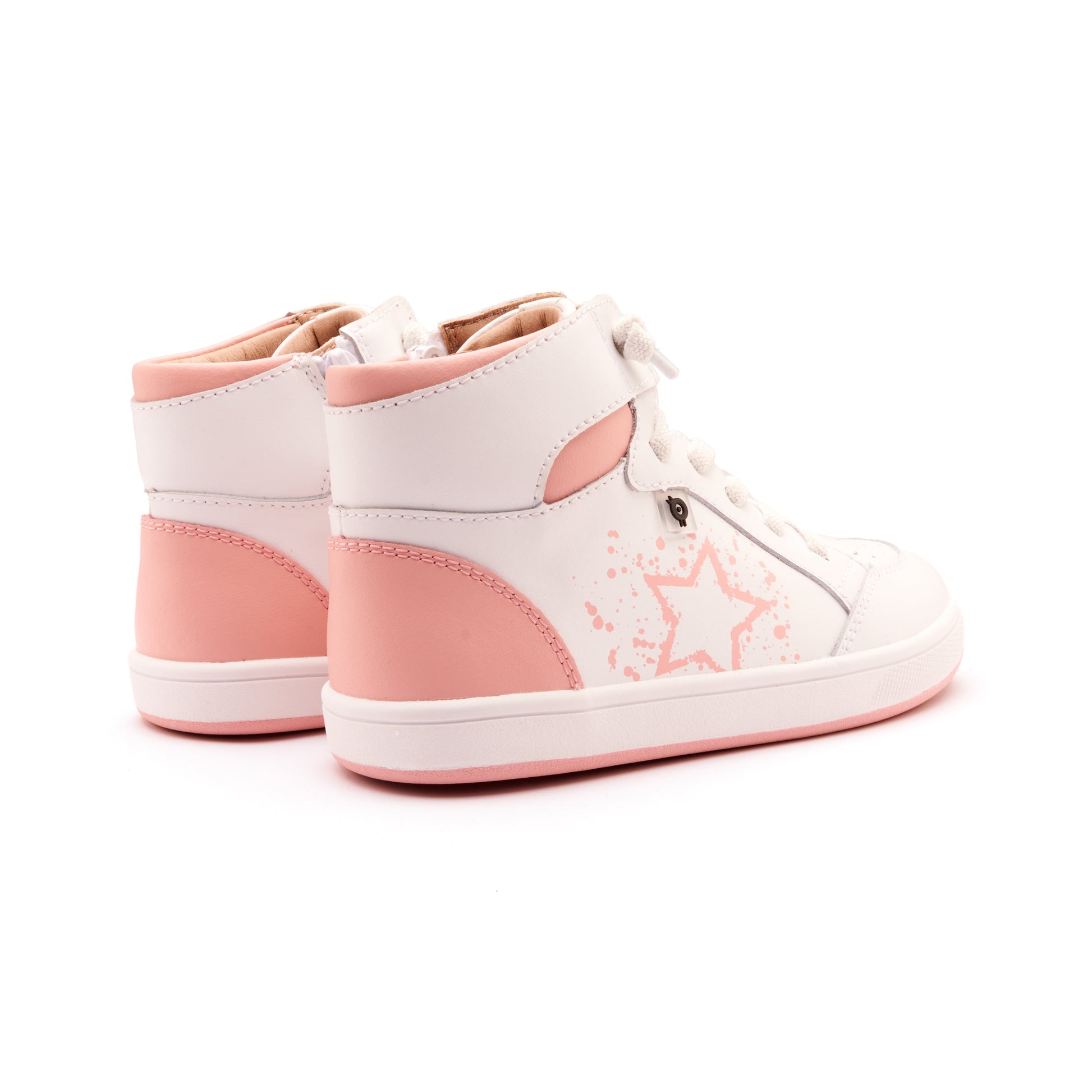 Old Soles 1013 High Splash kids leather shoe in Snow and Cipria and White Cipria Sole with splash design