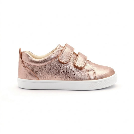 Old Soles 1021 Big Tot kids leather shoe in Lychee Metalic Pink with velcro strap detail