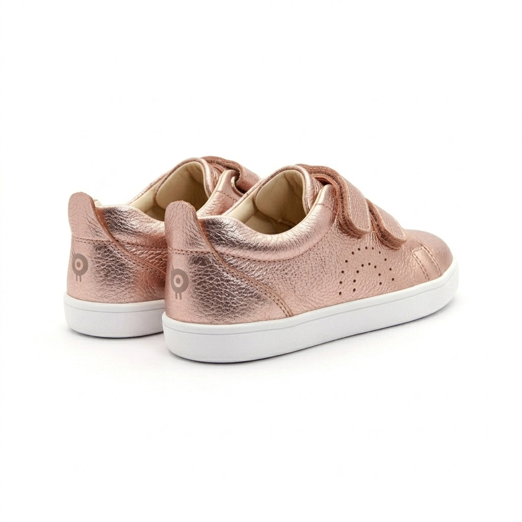Old Soles 1021 Big Tot kids leather shoe in Lychee Metalic Pink with velcro strap detail