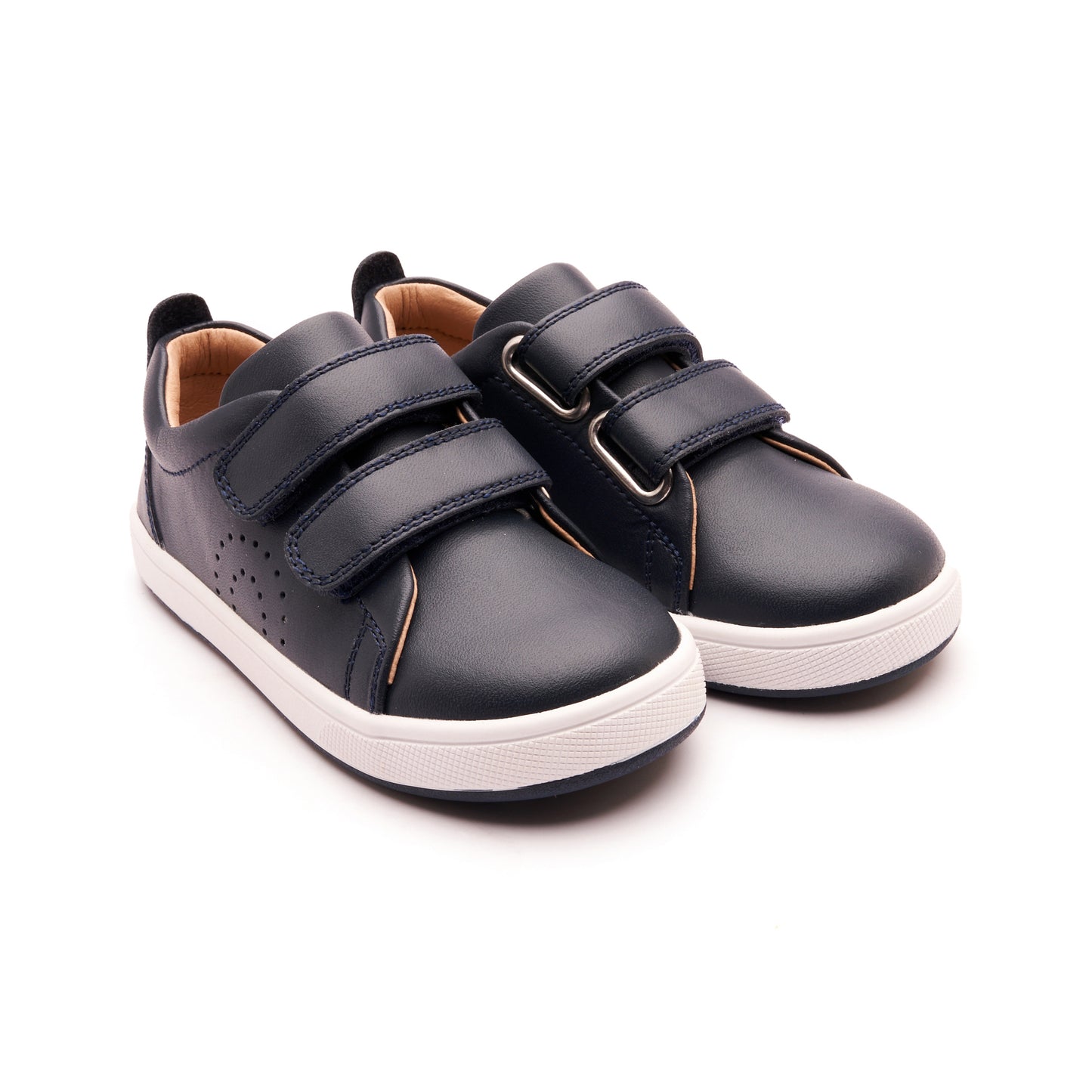 Old Soles 1021 Big Tot kids leather shoe in Navy with velcro strap detail