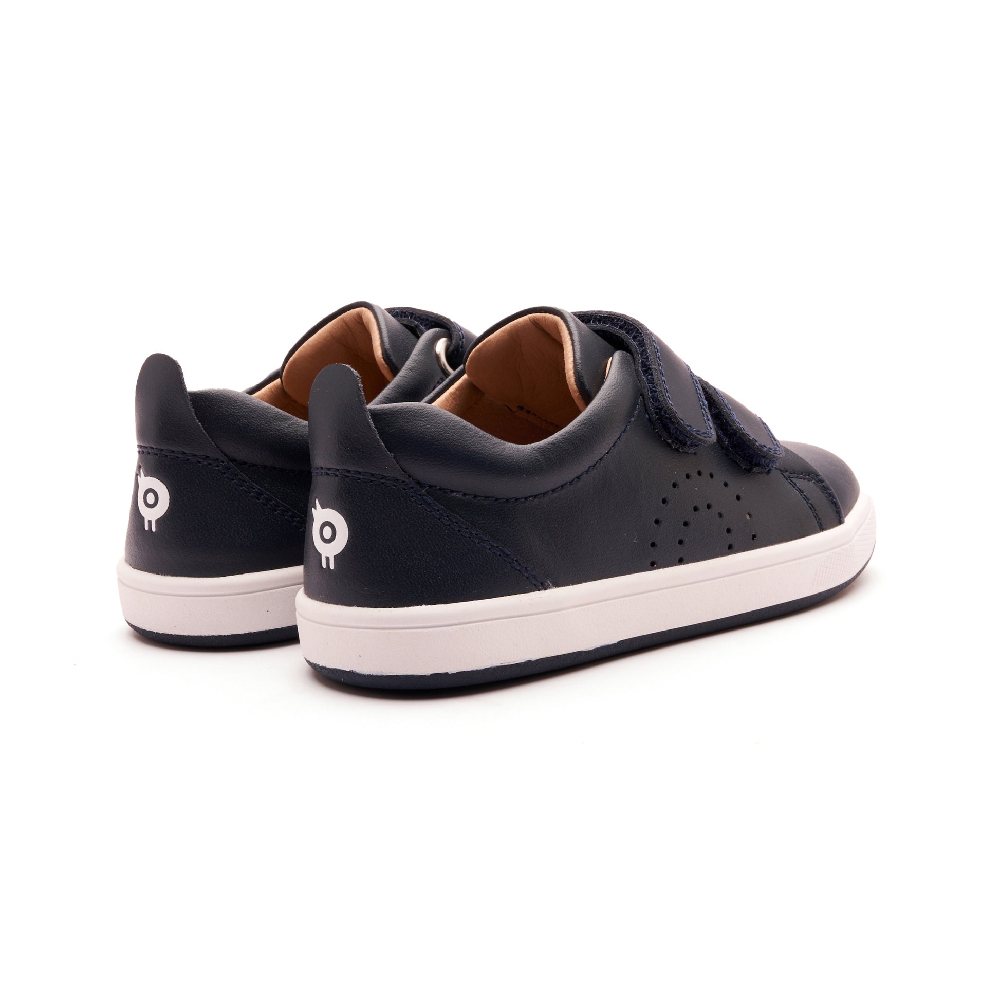 Old Soles 1021 Big Tot kids leather shoe in Navy with velcro strap detail
