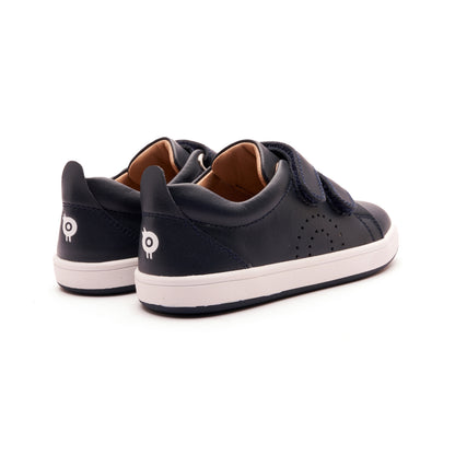 Old Soles 1021 Big Tot kids leather shoe in Navy with velcro strap detail