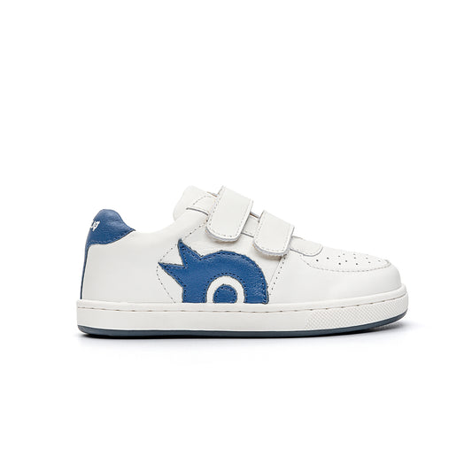 Old Soles 1023 Big O kids leather sneaker in Snow and Blau with sporty detail