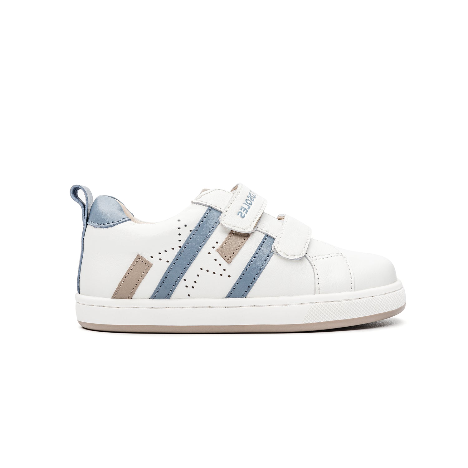 Old Soles 1027 Sparky kids leather sneaker in Snow, Glam Gold, Powder Pink, and White Powder Pink Sole with classic detail