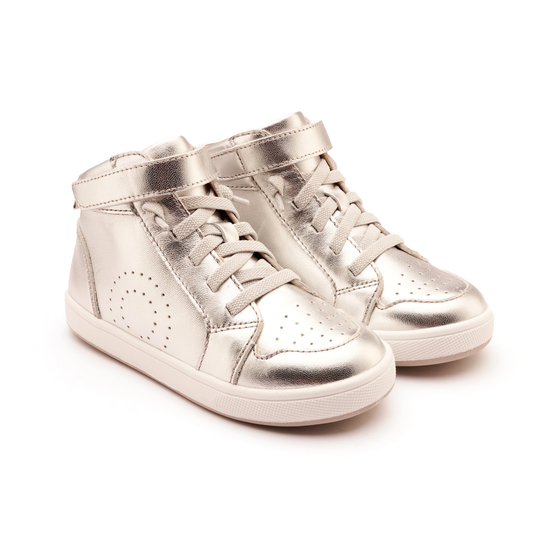 Old Soles 1030 The Skill kids leather shoe in Silver with sporty detail
