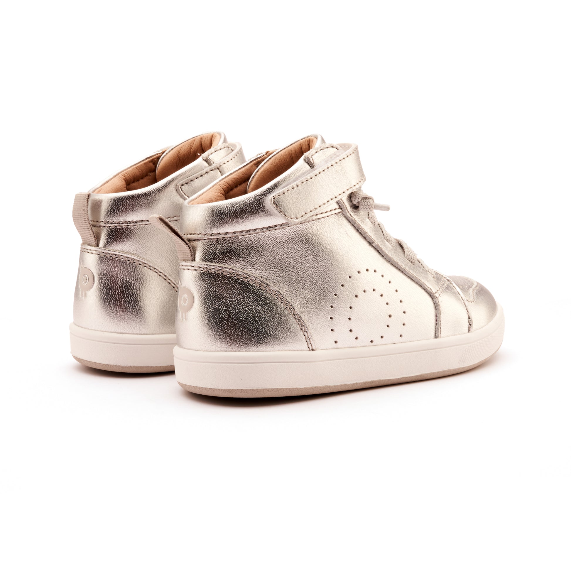 Old Soles 1030 The Skill kids leather shoe in Silver with sporty detail