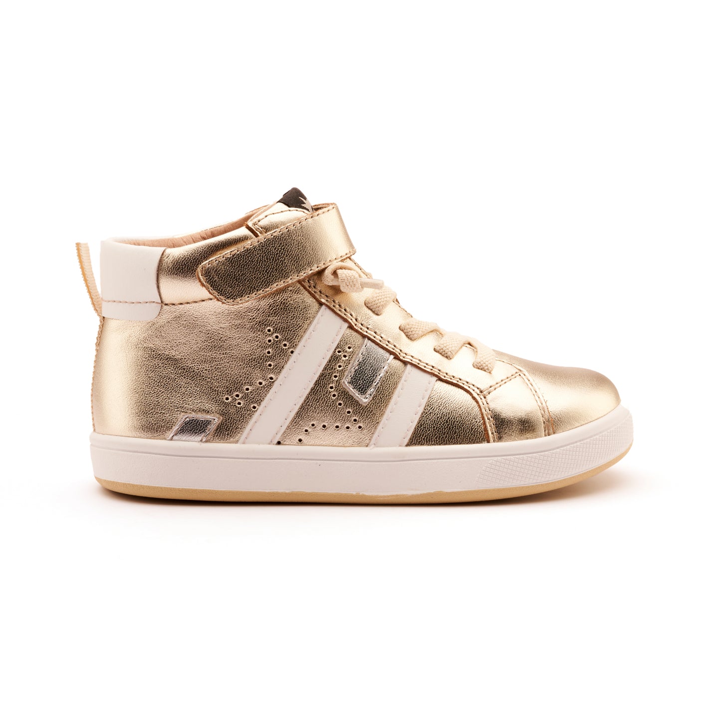 Old Soles 1035 Challenger kids leather sneaker in Gold and Snow and Silver with classic detail