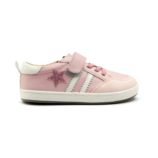 Old Soles 1041 WOS Runner kids leather sneaker in Nacardo Dalia and Glam Pink and Snow with sporty detail