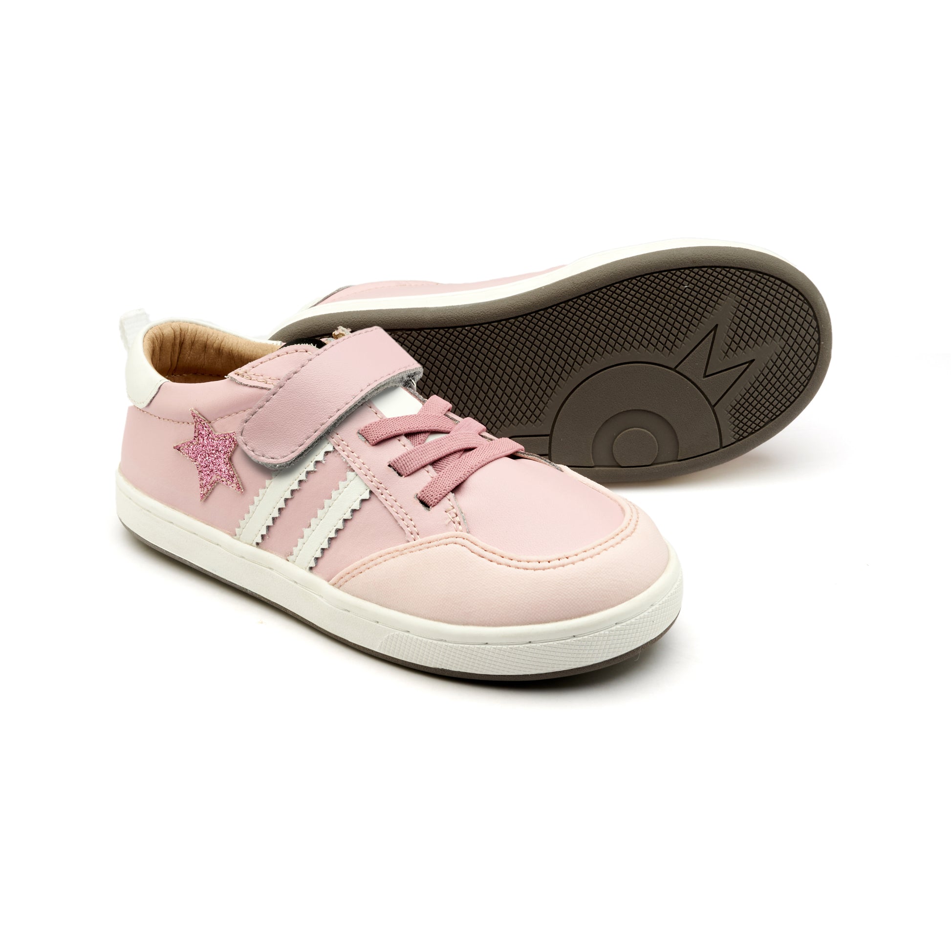 Old Soles 1041 WOS Runner kids leather sneaker in Nacardo Dalia and Glam Pink and Snow with sporty detail
