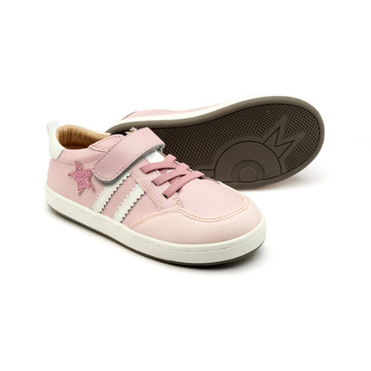 Old Soles 1041 WOS Runner kids leather sneaker in Nacardo Dalia and Glam Pink and Snow with sporty detail