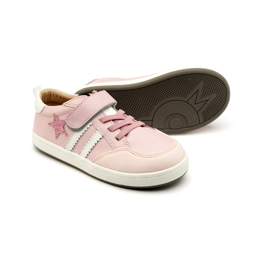 Old Soles 1041 WOS Runner kids leather sneaker in Nacardo Dalia and Glam Pink and Snow with sporty detail