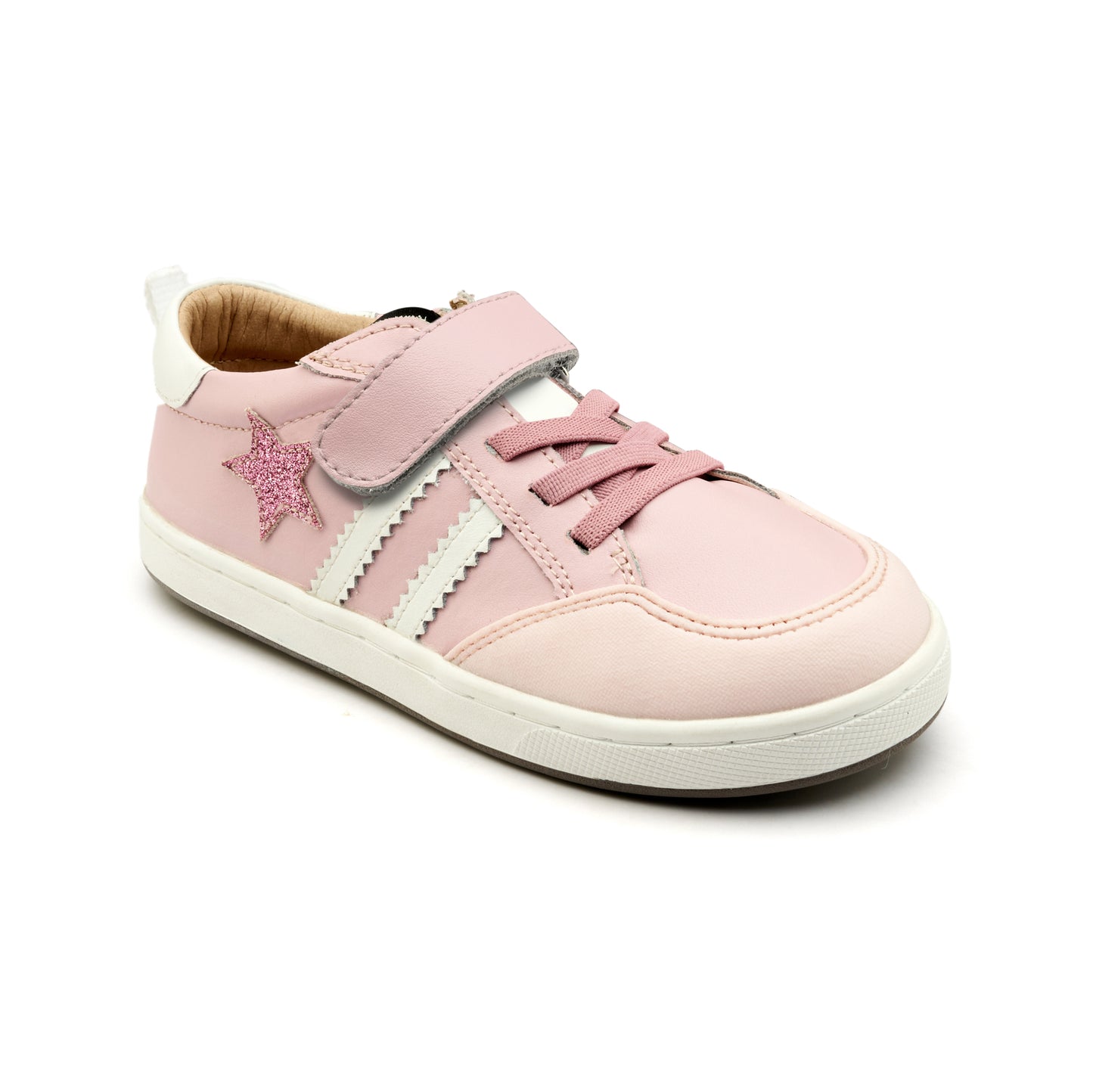 Old Soles 1041 WOS Runner kids leather sneaker in Nacardo Dalia and Glam Pink and Snow with sporty detail