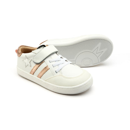 Old Soles 1041 WOS Runner kids leather sneaker in Snow and Copper and Silver with sporty detail