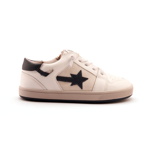 Old Soles 1045 Star Runner kids leather sneaker in Snow Navy and Gris