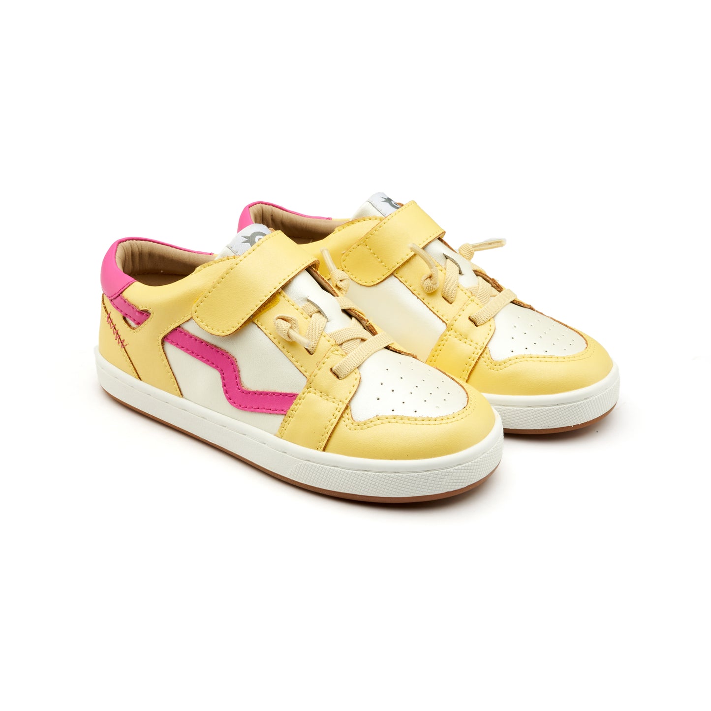 Old Soles 1046 Field Runner kids leather sneaker in Lemon and Nacardo Blanco and Candy with sporty detail