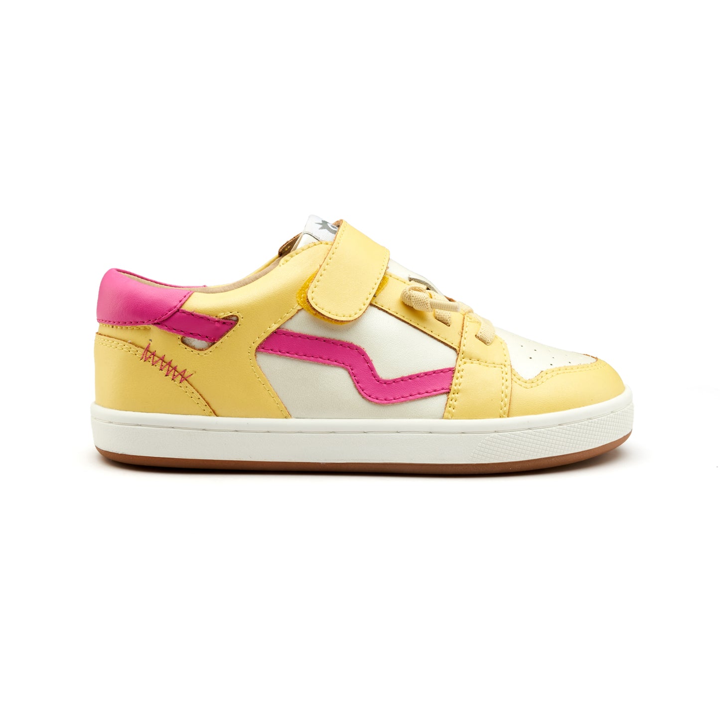 Old Soles 1046 Field Runner kids leather sneaker in Lemon and Nacardo Blanco and Candy with sporty detail