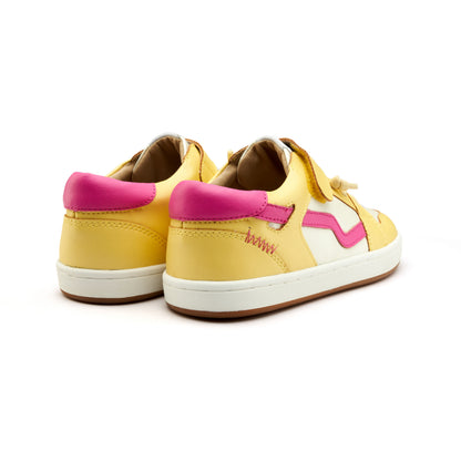 Old Soles 1046 Field Runner kids leather sneaker in Lemon and Nacardo Blanco and Candy with sporty detail
