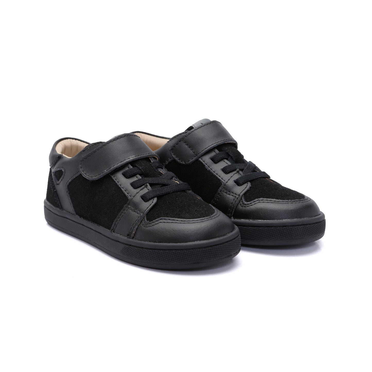 Old Soles 1059 City Trainer kids leather sneaker in Black and Black with sporty detail