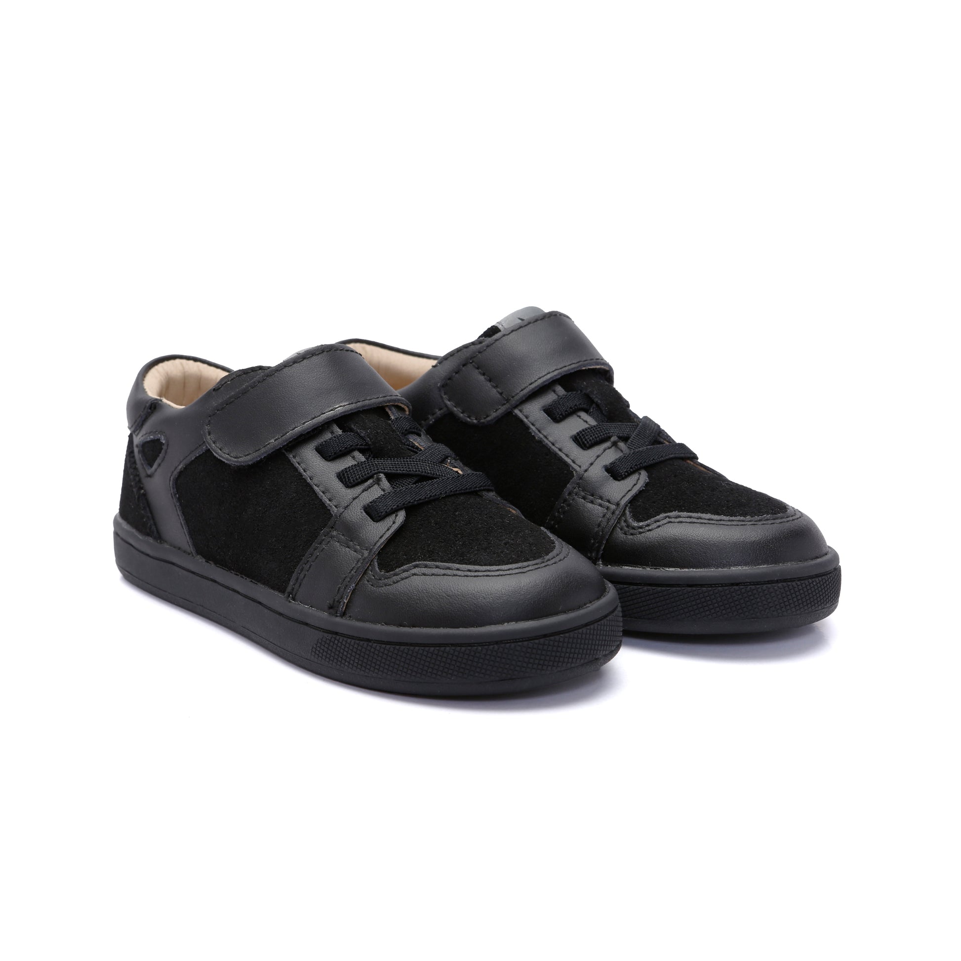 Old Soles 1059 City Trainer kids leather sneaker in Black and Black with sporty detail