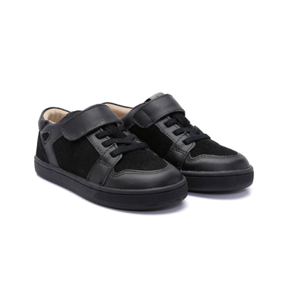 Old Soles 1059 City Trainer kids leather sneaker in Black and Black with sporty detail