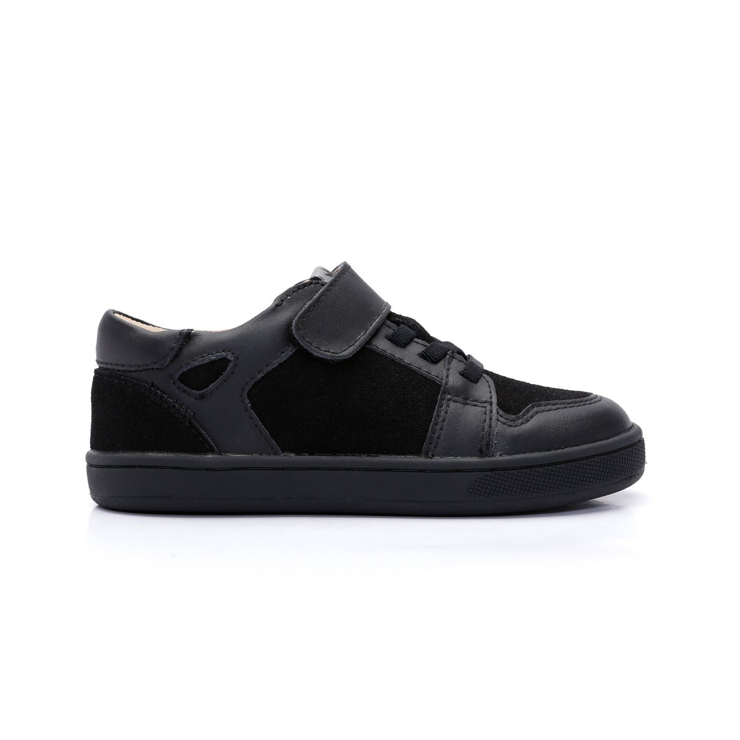 Old Soles 1059 City Trainer kids leather sneaker in Black and Black with sporty detail