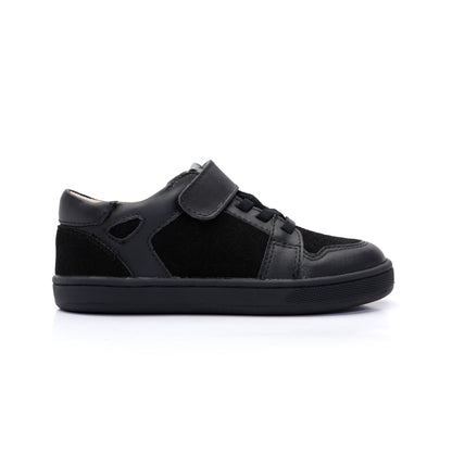 Old Soles 1059 City Trainer kids leather sneaker in Black and Black with sporty detail