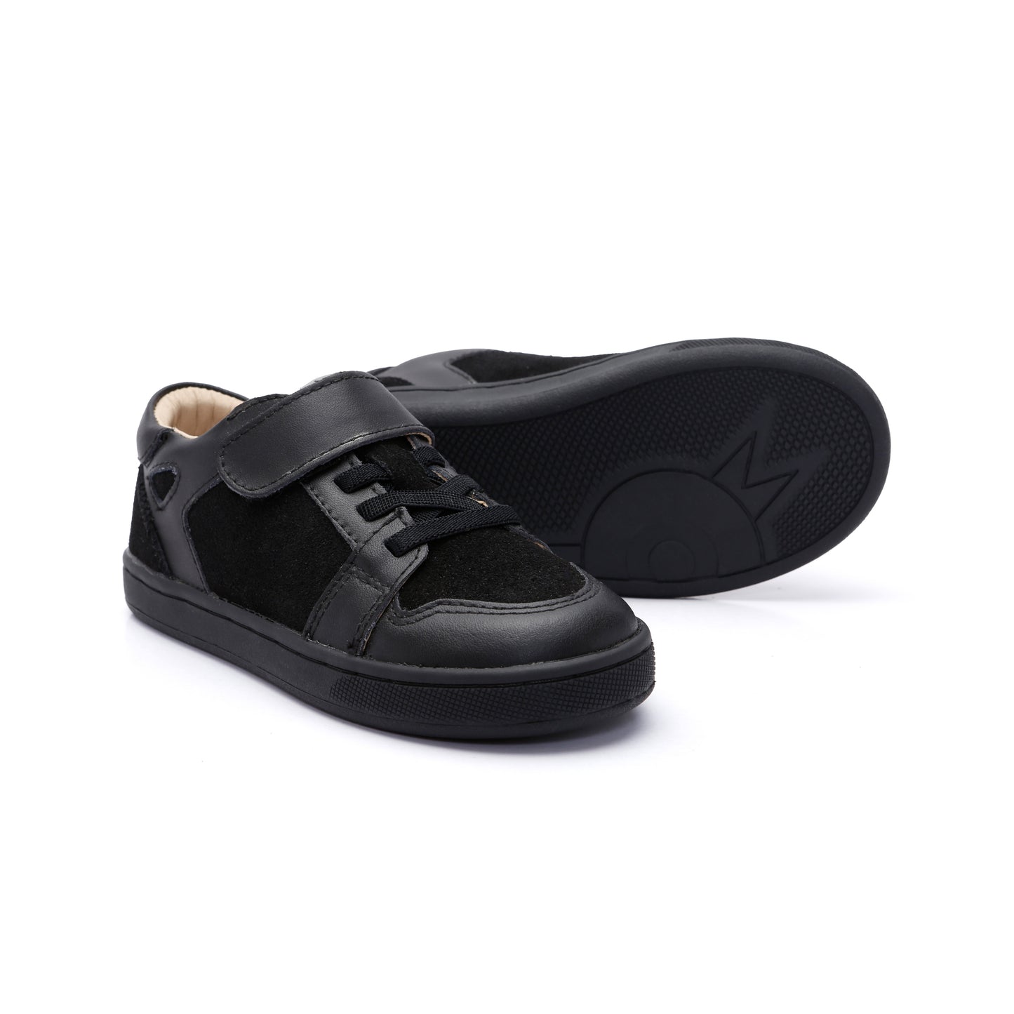 Old Soles 1059 City Trainer kids leather sneaker in Black and Black with sporty detail