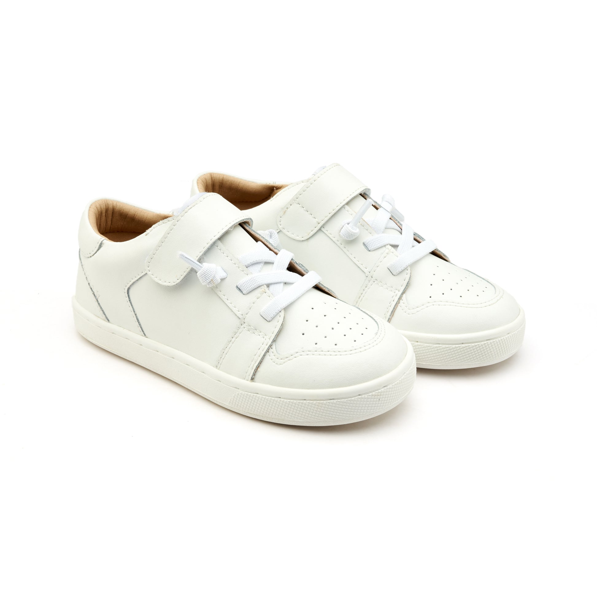 Old Soles 1059 City Trainer kids leather sneaker in Snow and Snow with sporty detail