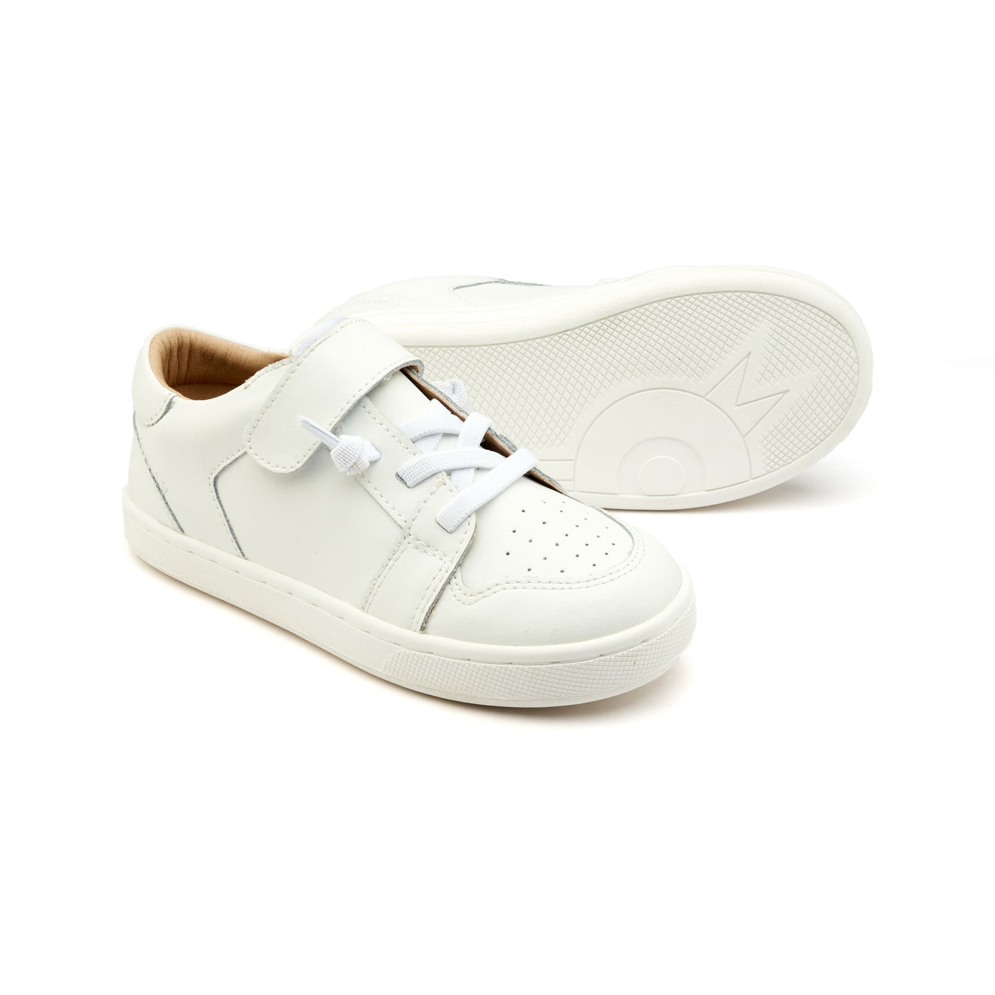 Old Soles 1059 City Trainer kids leather sneaker in Snow and Snow with sporty detail