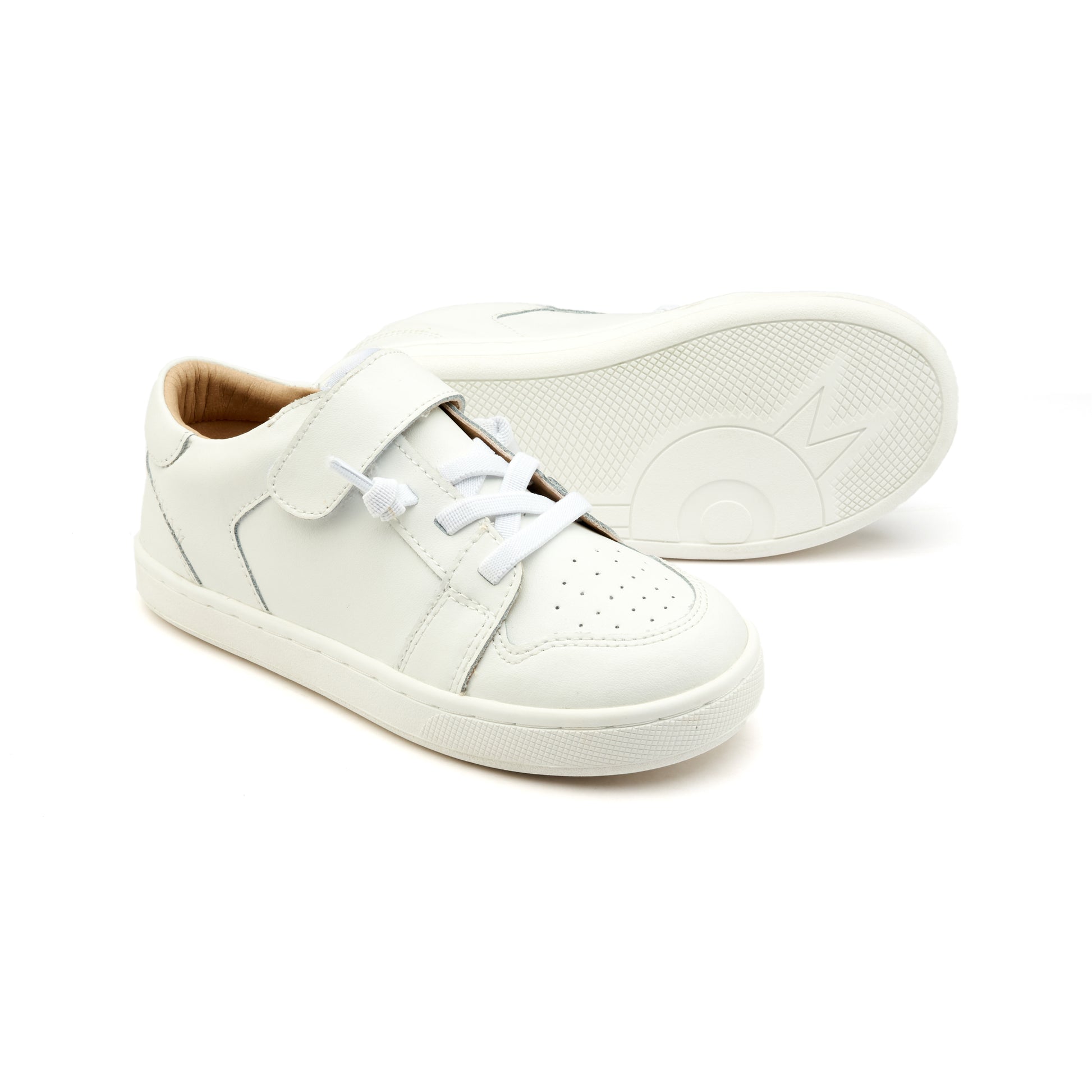 Old Soles 1059 City Trainer kids leather sneaker in Snow and Snow with sporty detail