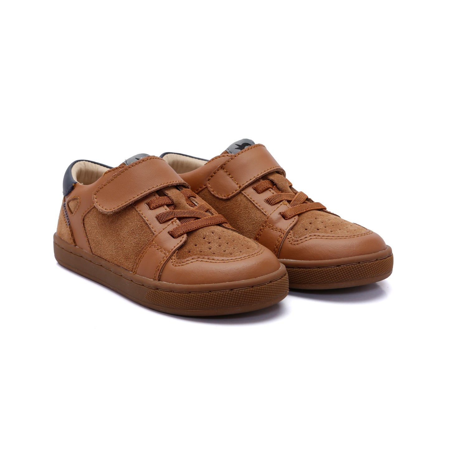 Old Soles 1059 City Trainer kids leather sneaker in Tan and Navy with sporty detail