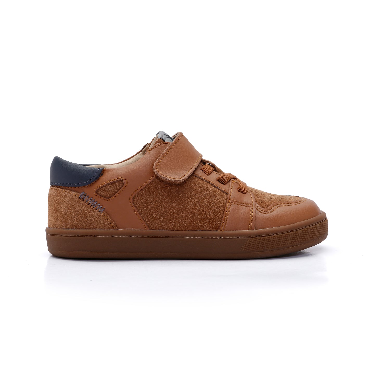 Old Soles 1059 City Trainer kids leather sneaker in Tan and Navy with sporty detail