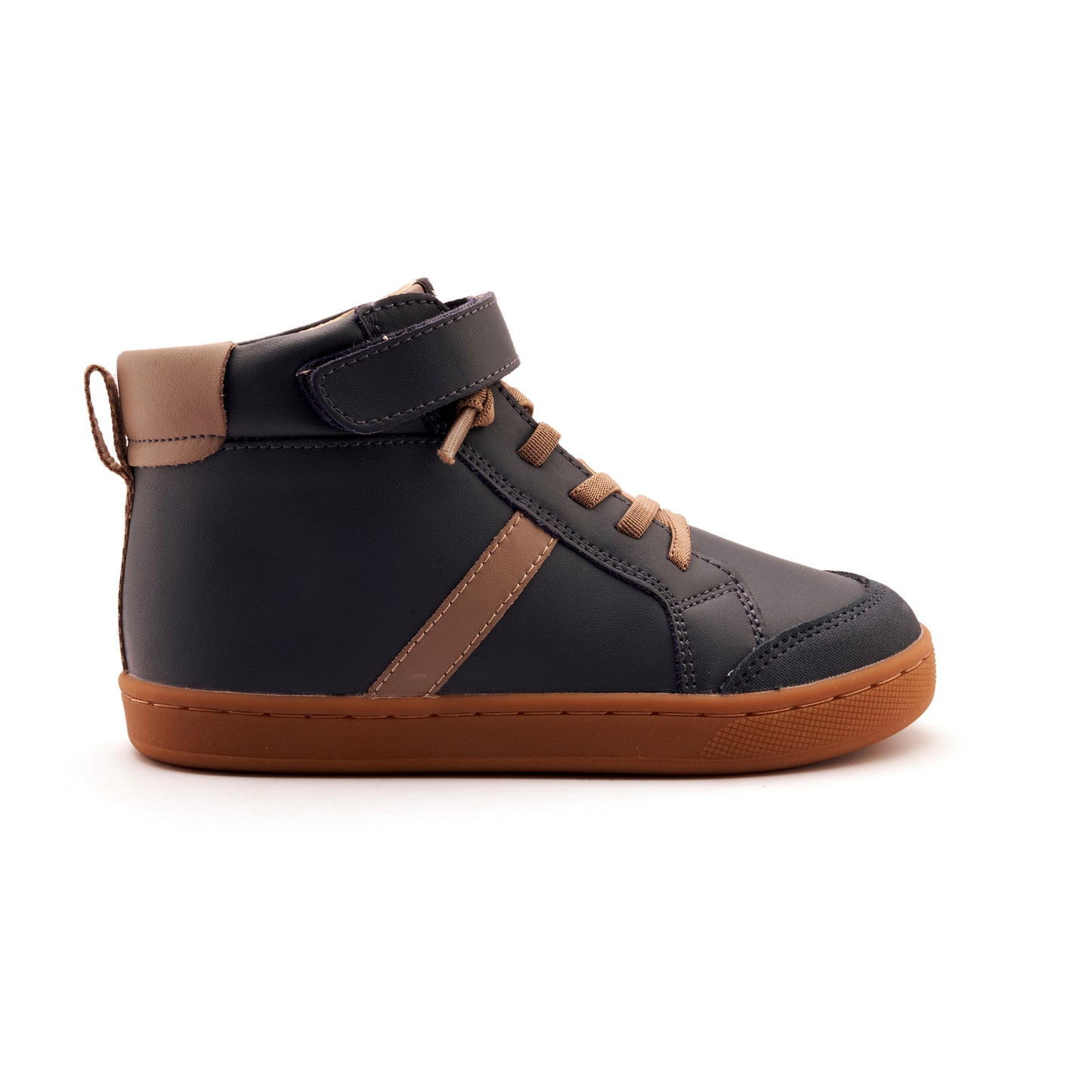 Old Soles 1067 Urban Roadway kids leather sneaker in Navy and Taupe with sporty detail