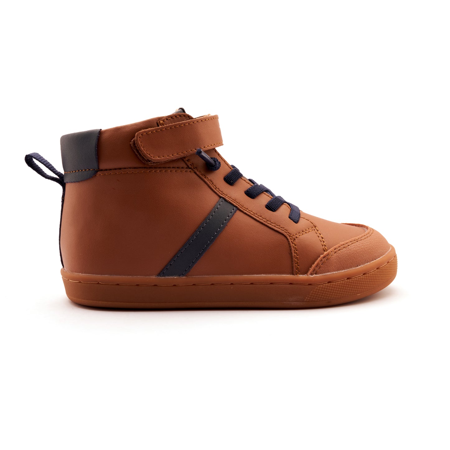 Old Soles 1067 Urban Roadway kids leather sneaker in Tan and Navy with sporty detail