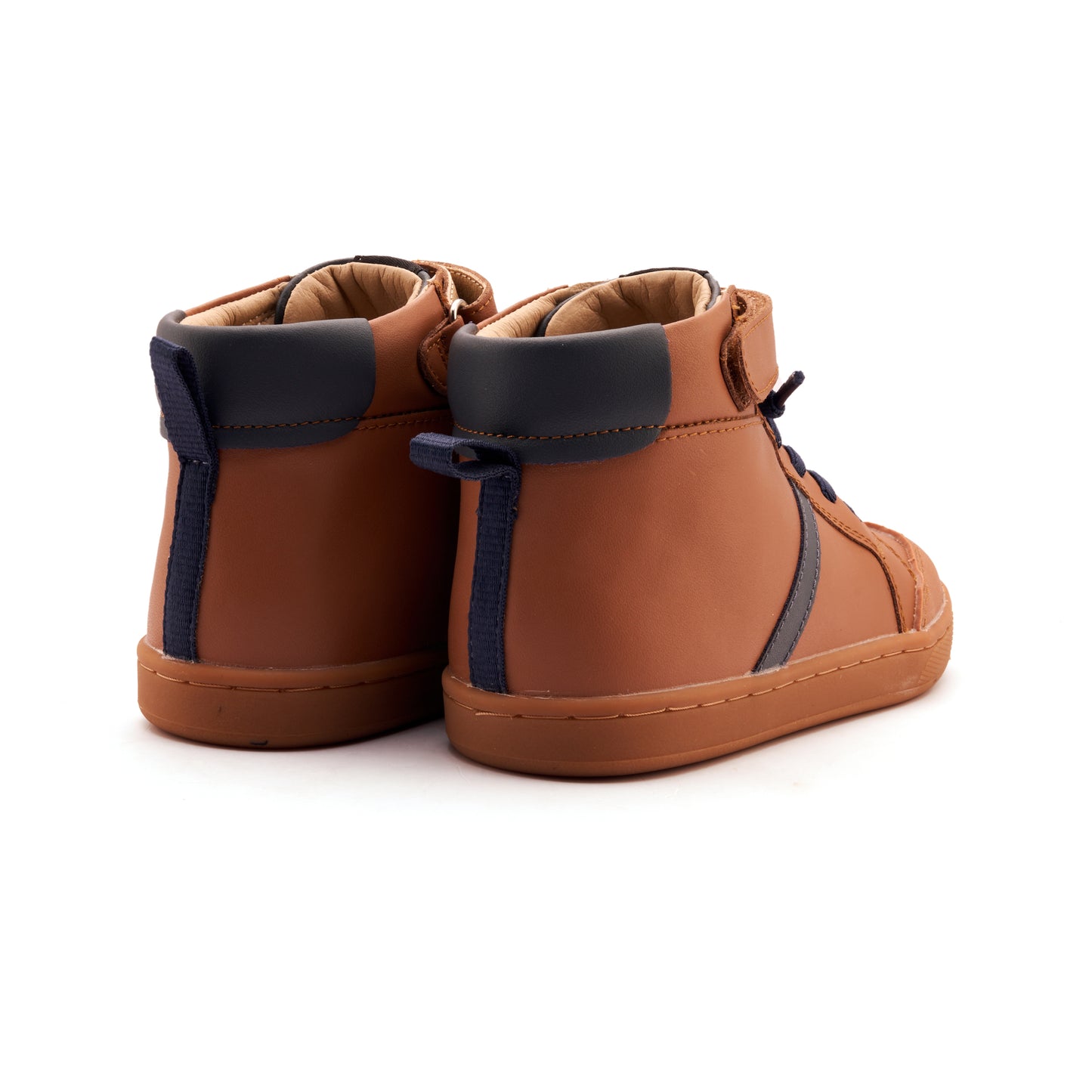Old Soles 1067 Urban Roadway kids leather sneaker in Tan and Navy with sporty detail