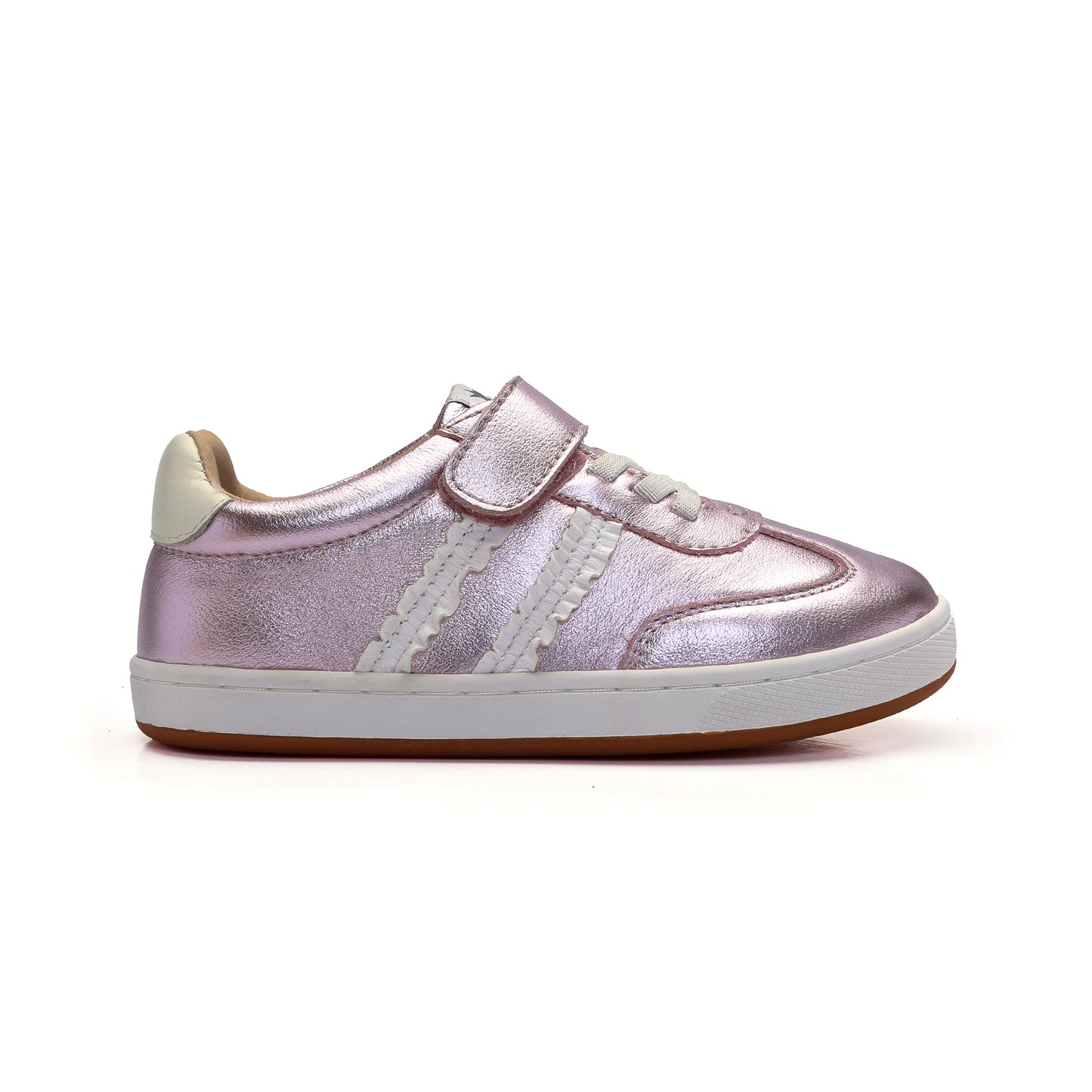 Old Soles 1077 Ruffle Queen kids leather shoe in Millet Pink with ruffle detail