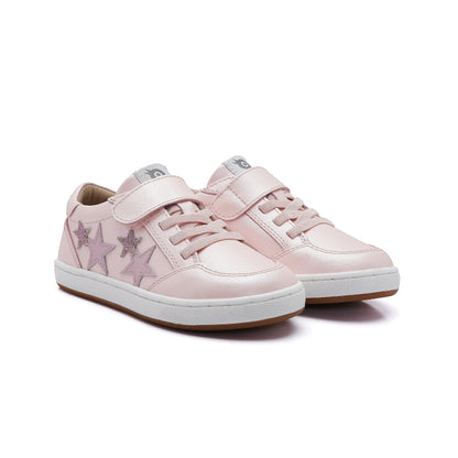 Old Soles 1081 Low Burst kids leather sneaker in Nacardo Dalia and Chalk Pink with sporty detail