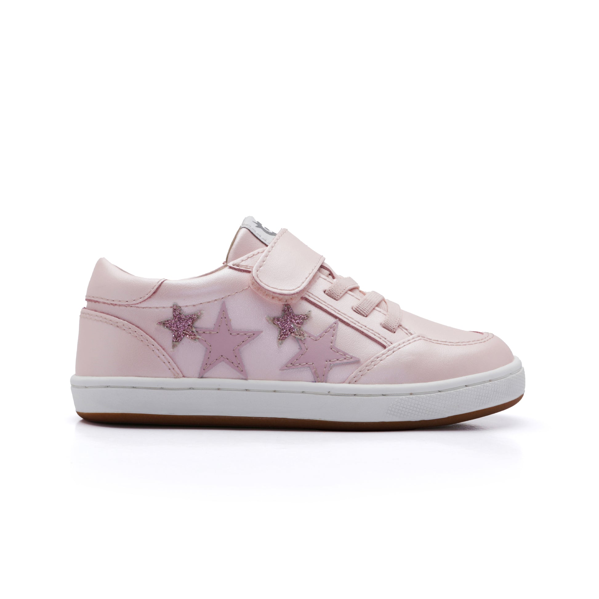 Old Soles 1081 Low Burst kids leather sneaker in Nacardo Dalia and Chalk Pink with sporty detail