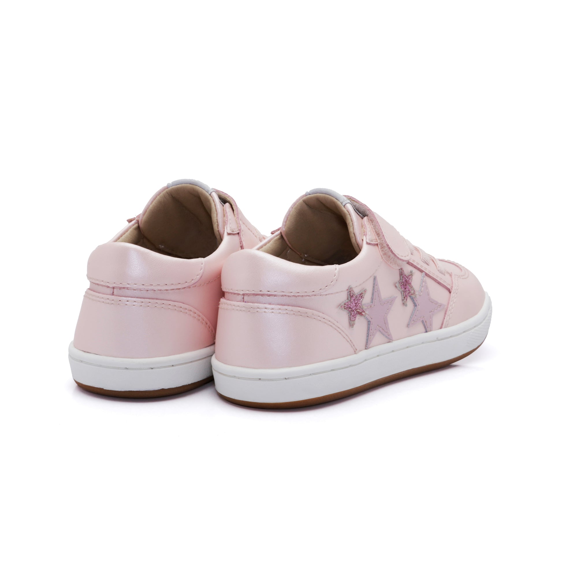 Old Soles 1081 Low Burst kids leather sneaker in Nacardo Dalia and Chalk Pink with sporty detail