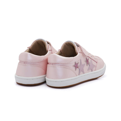 Old Soles 1081 Low Burst kids leather sneaker in Nacardo Dalia and Chalk Pink with sporty detail