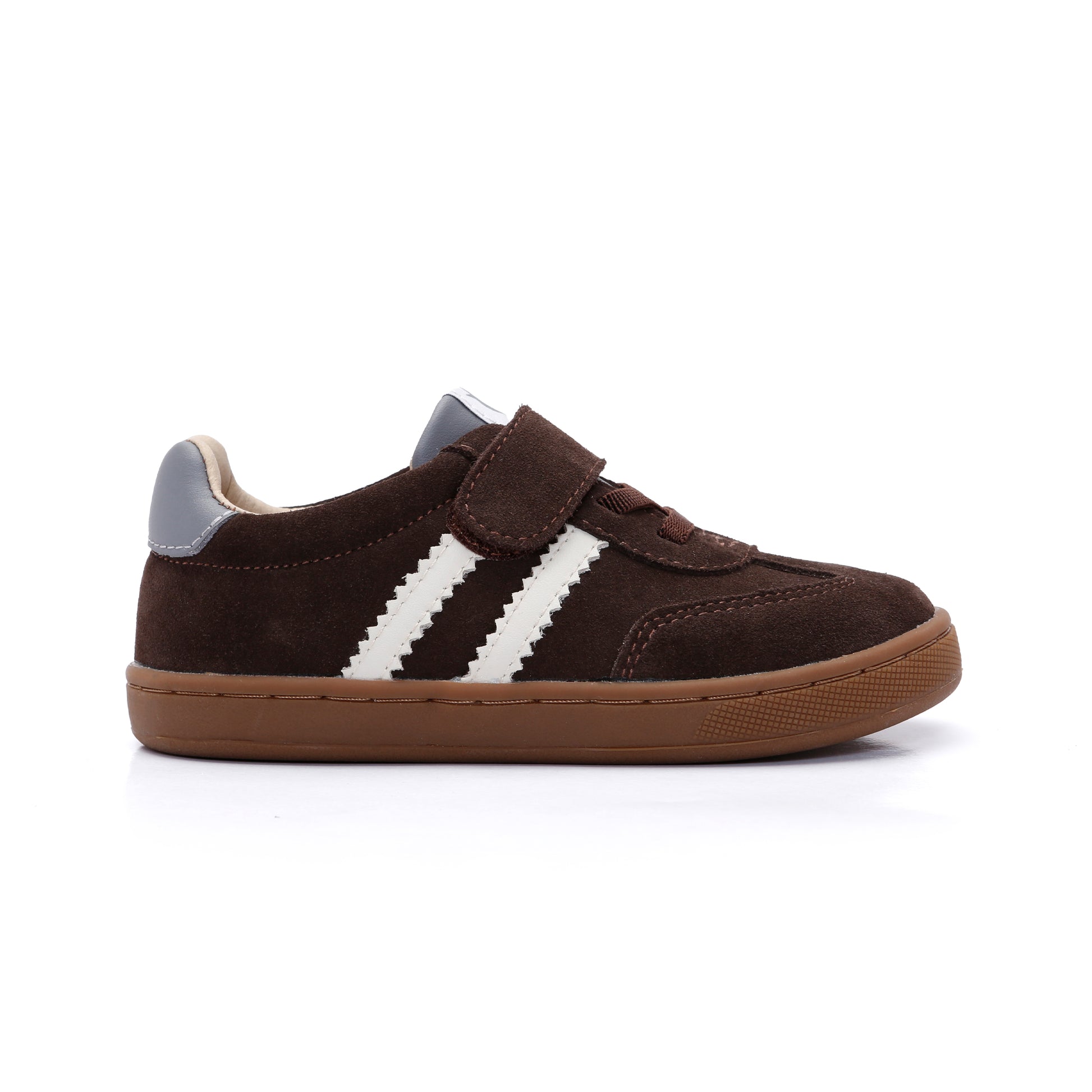 Old Soles 1083 Ace Runner kids leather sneaker in Chocolate with sporty detail