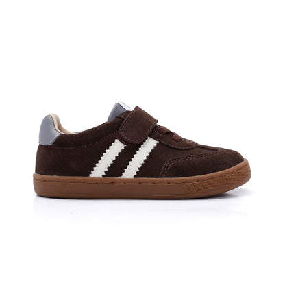 Old Soles 1083 Ace Runner kids leather sneaker in Chocolate with sporty detail